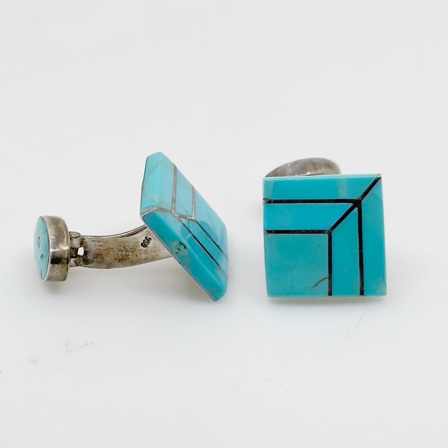 950 sterling silver Turquoise inlay cufflinks