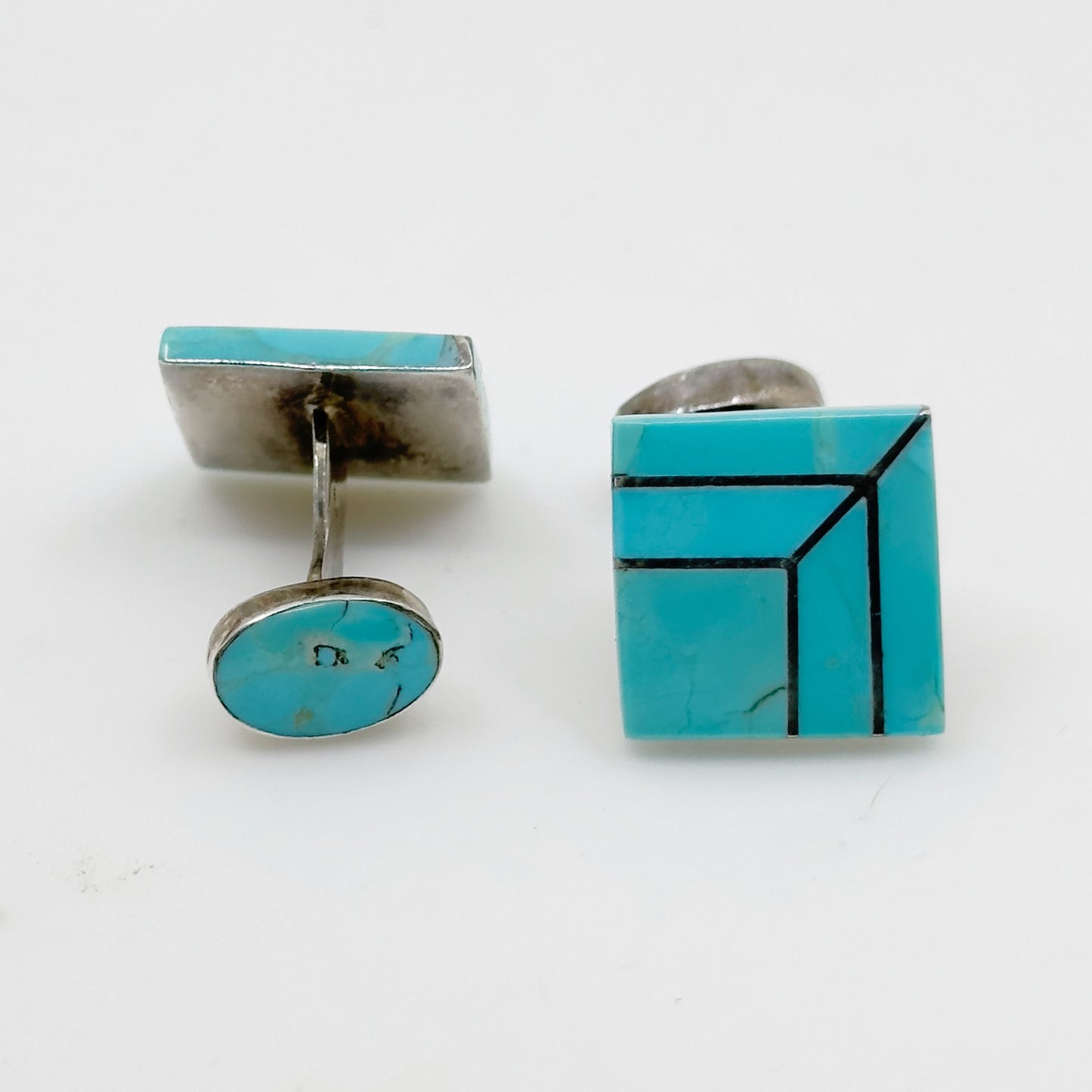 950 sterling silver Turquoise inlay cufflinks