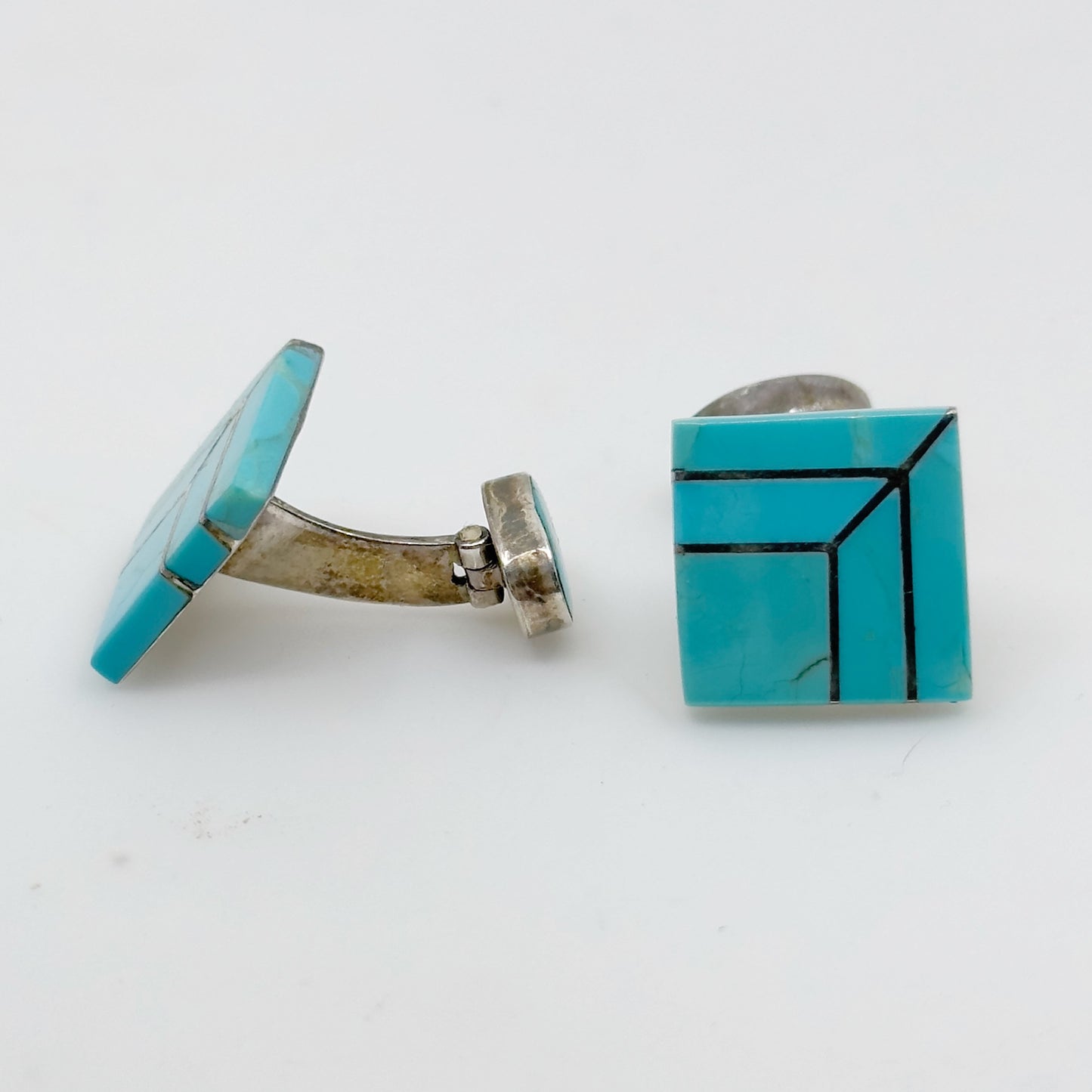 950 sterling silver Turquoise inlay cufflinks