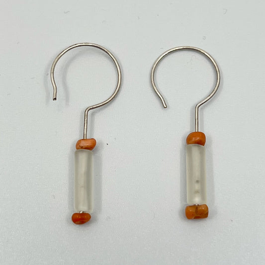 sterling silver coral & rock crystal earrings