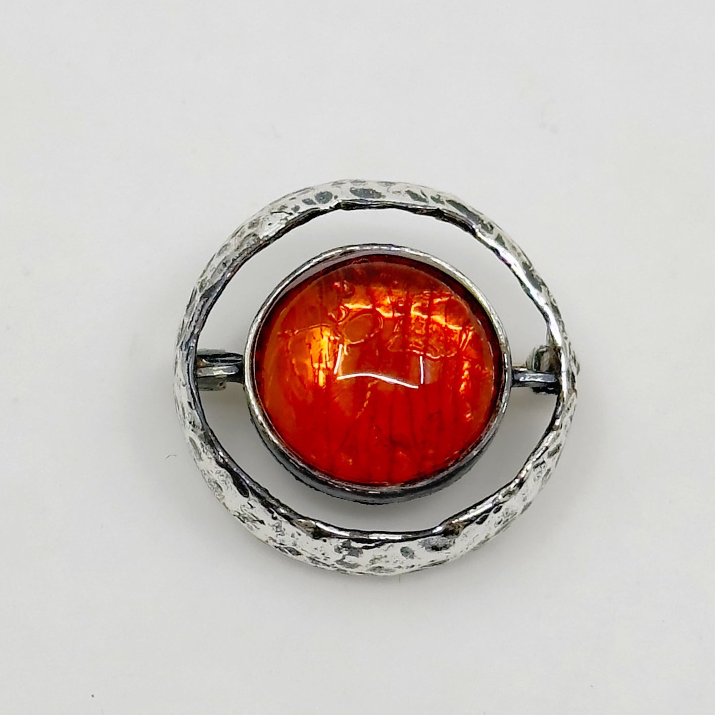 Mid Century Sterling silver baltic amber brooch