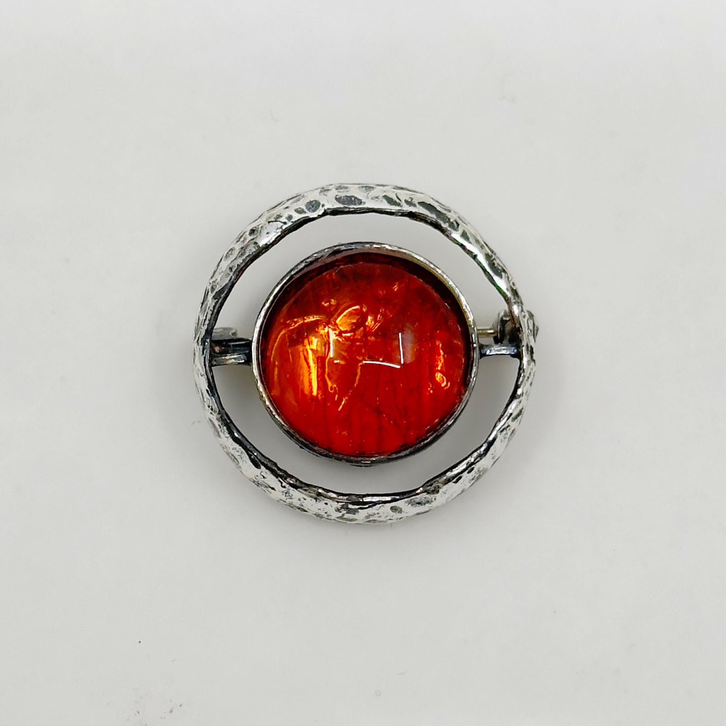 Mid Century Sterling silver baltic amber brooch