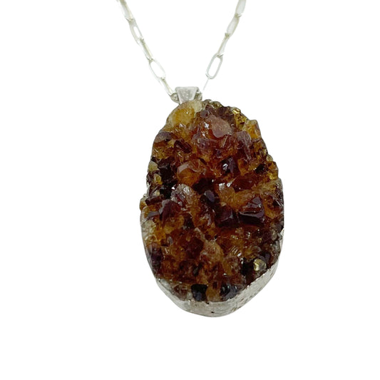 sterling silver citrine cluster pendant