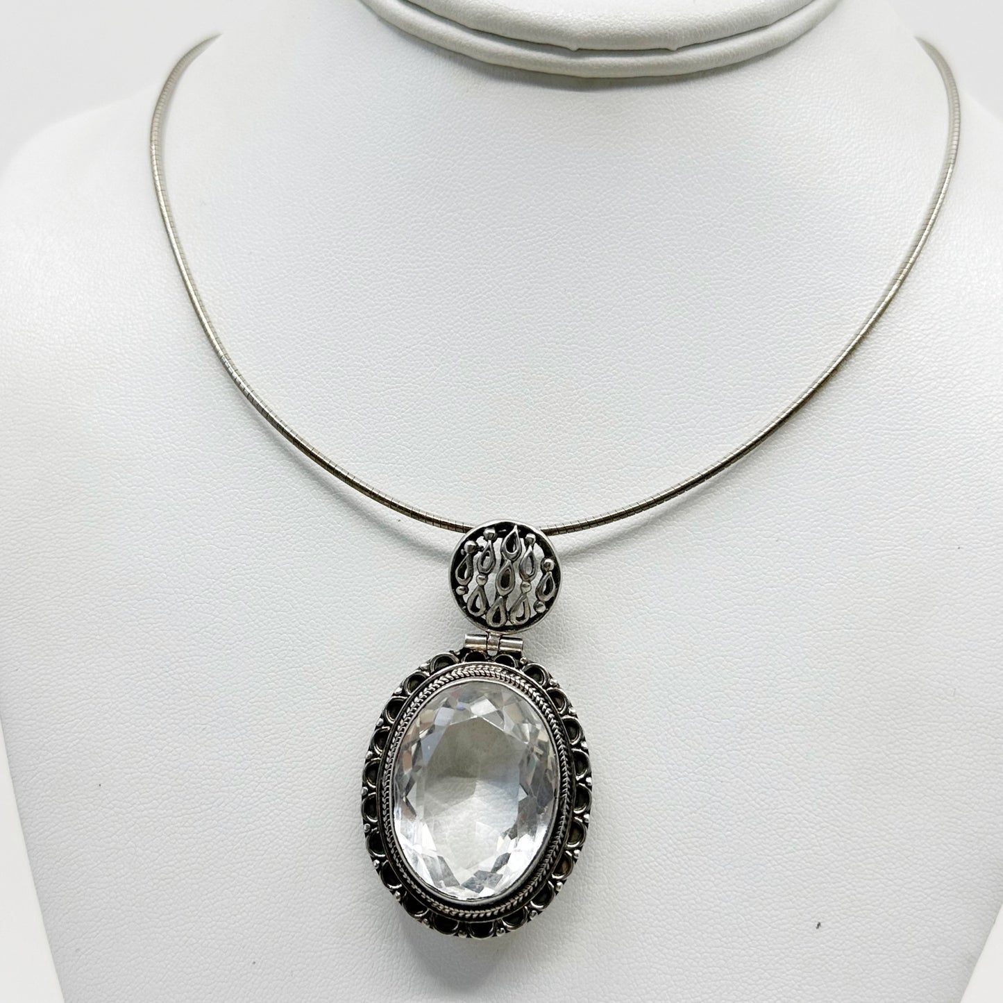 Sterling silver rock crystal pendant