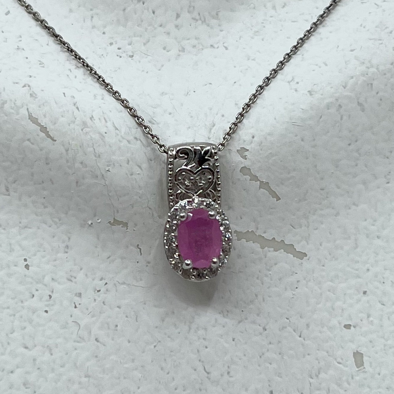 sterling silver ruby & cubic zirconia pendant