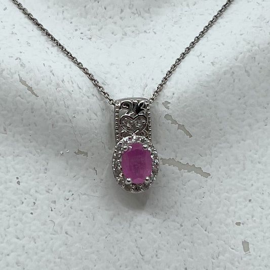 sterling silver ruby & cubic zirconia pendant