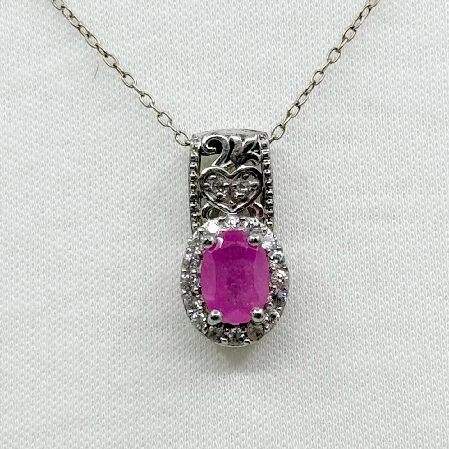 sterling silver ruby & cubic zirconia pendant GM555
