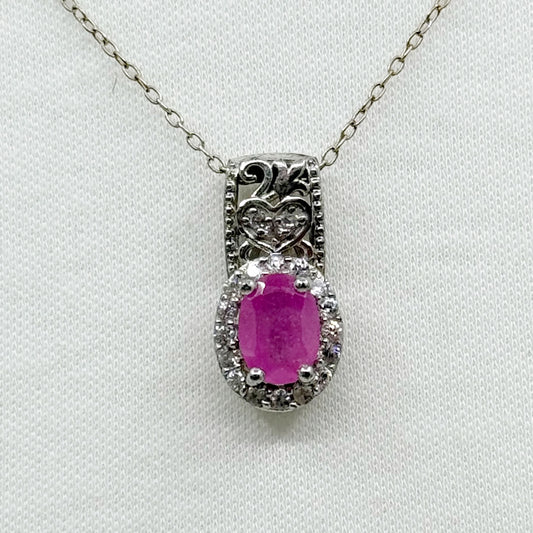 sterling silver ruby & cubic zirconia pendant GM555