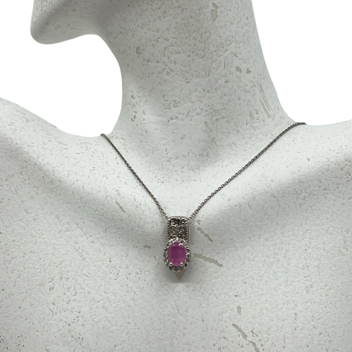 sterling silver ruby & cubic zirconia pendant