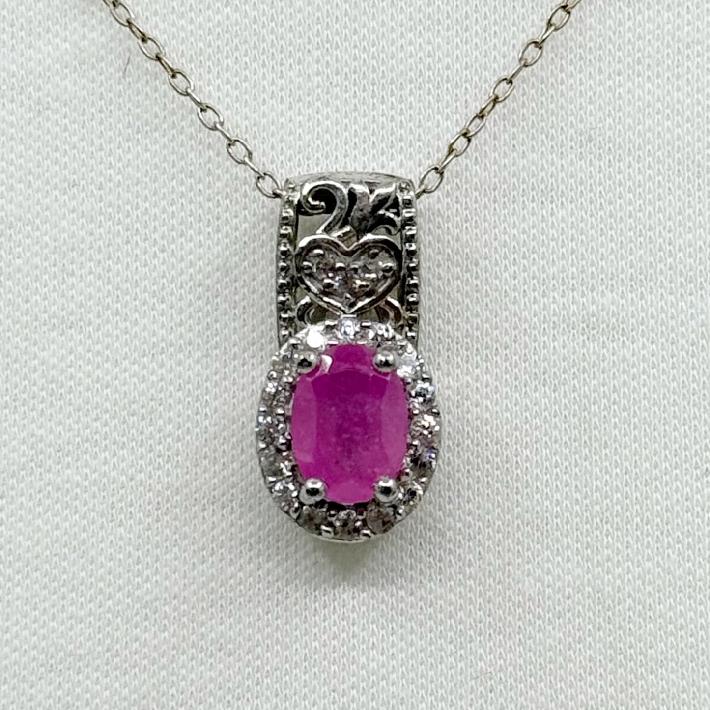 sterling silver ruby & cubic zirconia pendant GM555