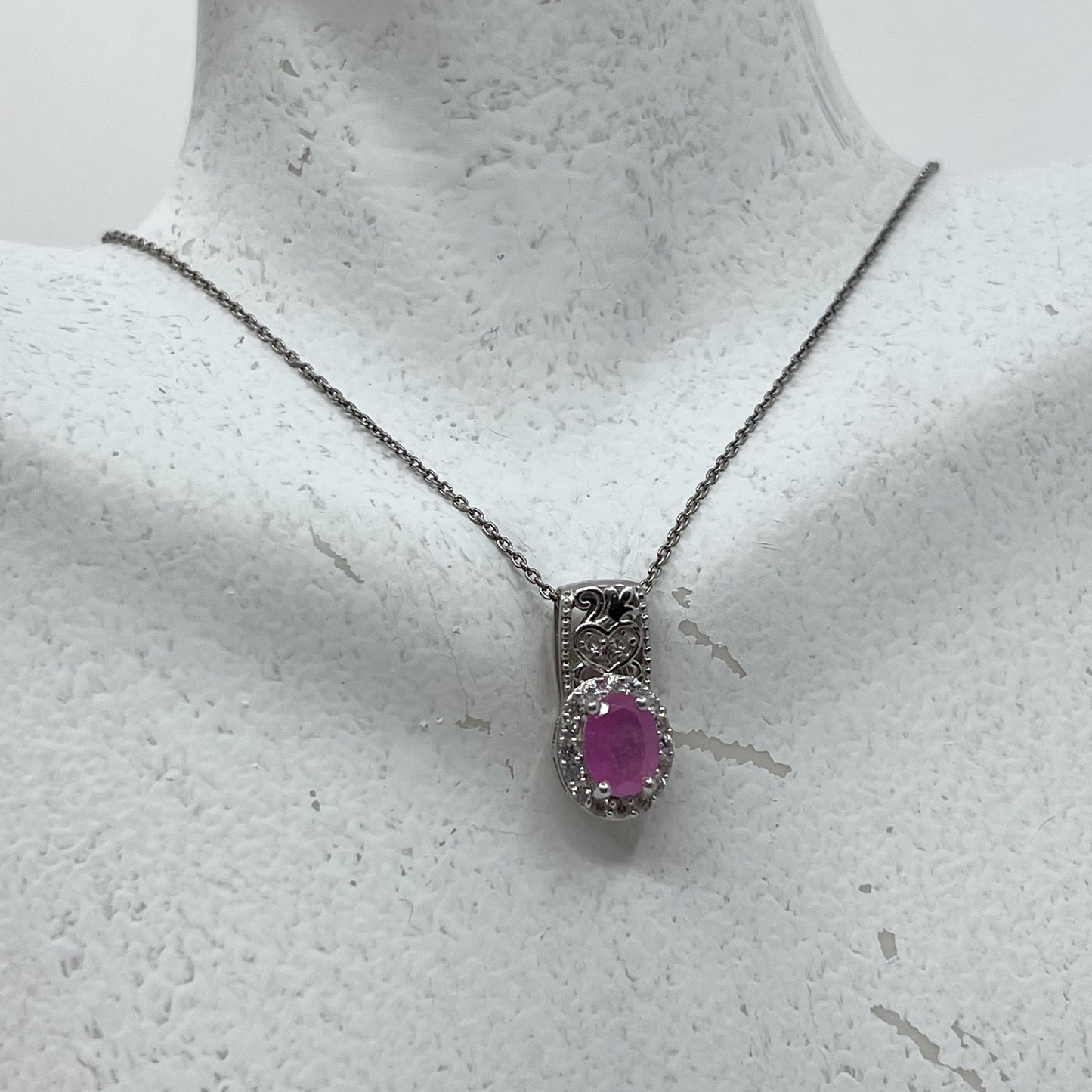 sterling silver ruby & cubic zirconia pendant