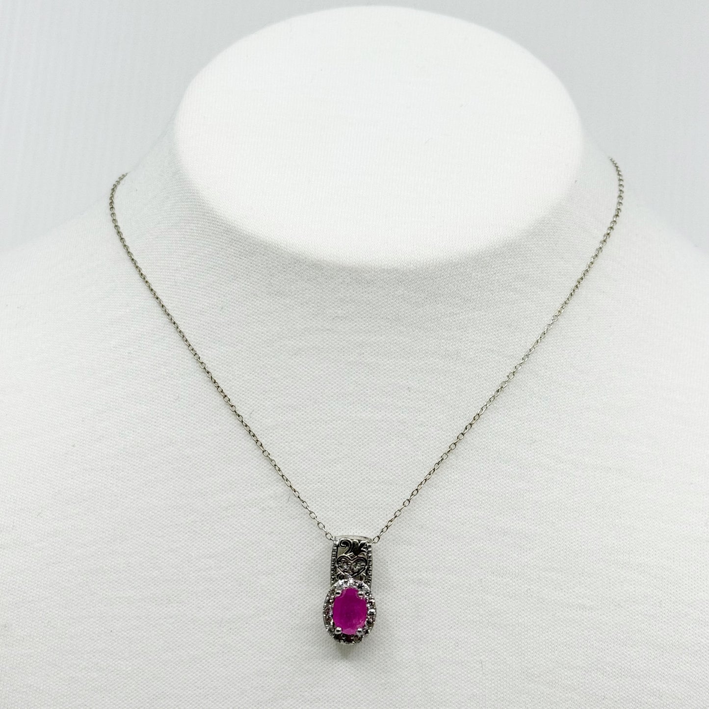sterling silver ruby & cubic zirconia pendant GM555