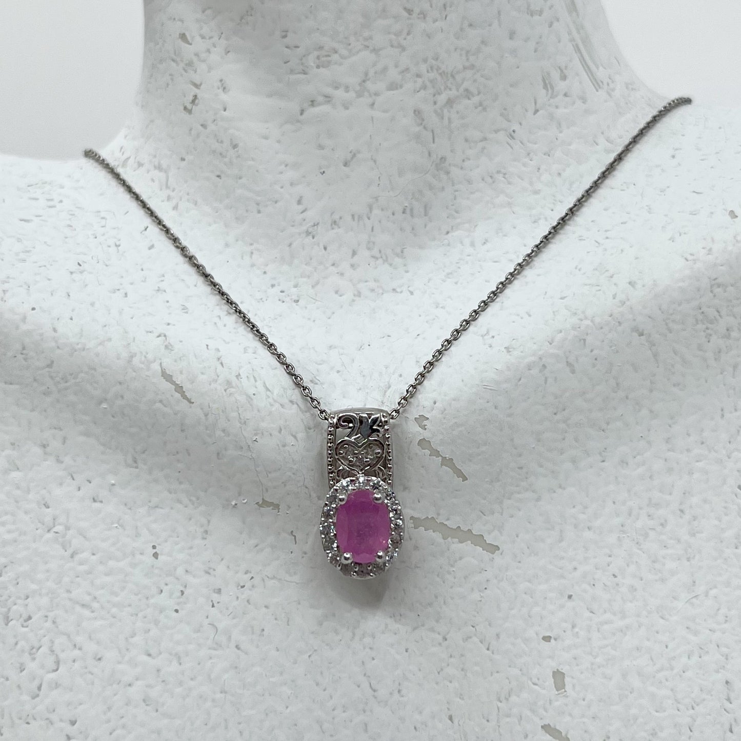 sterling silver ruby & cubic zirconia pendant