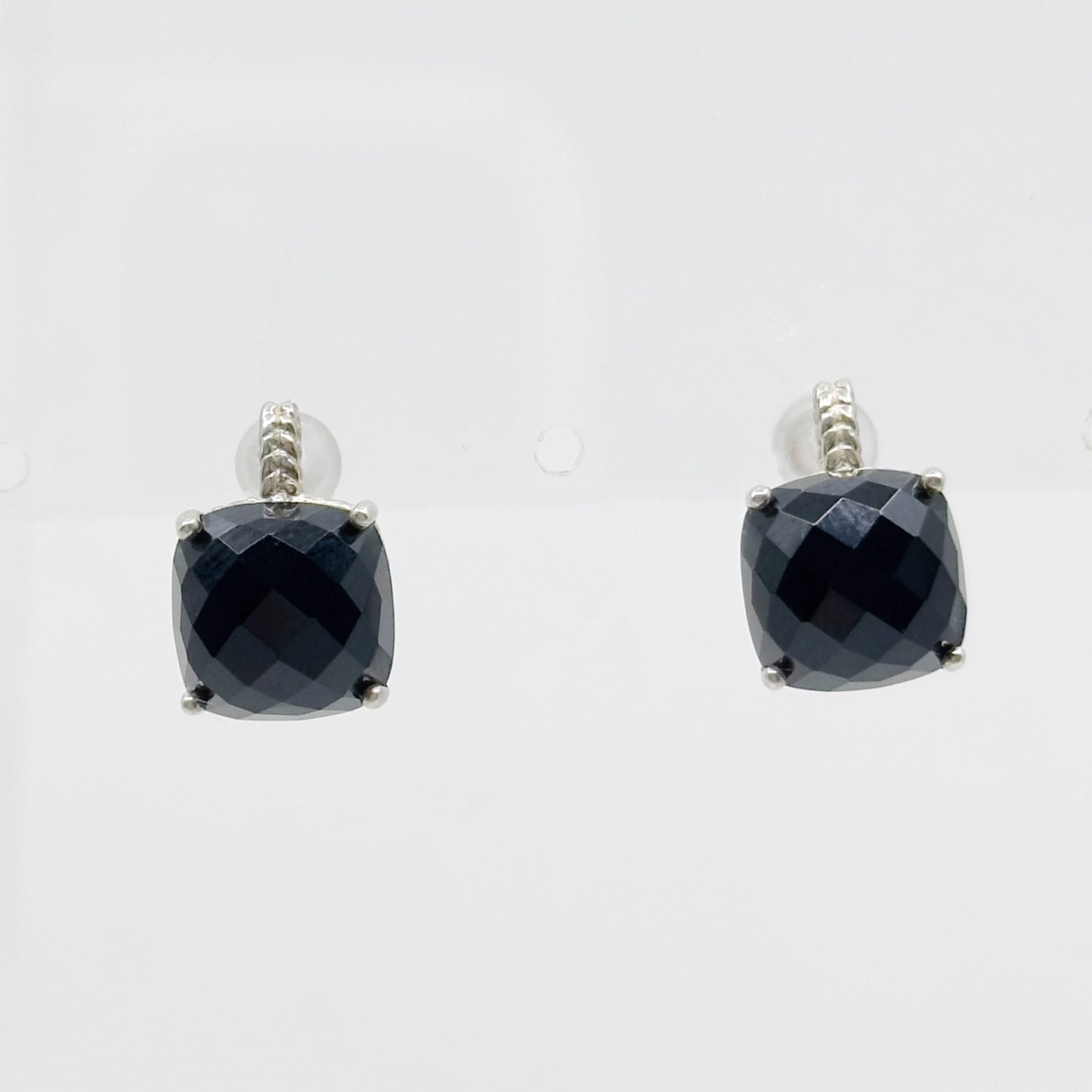 sterling silver onyx cable stud earrings