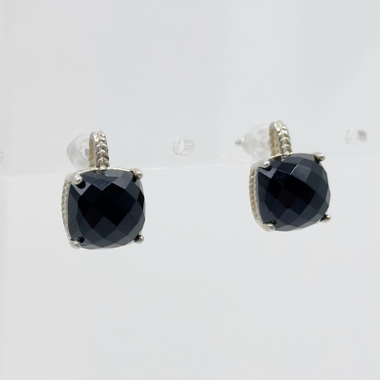 sterling silver onyx cable stud earrings