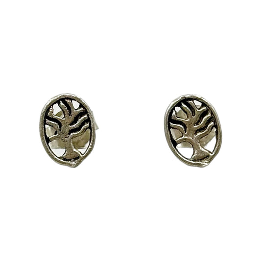 Hand Made sterling silver tree of life stud earrings