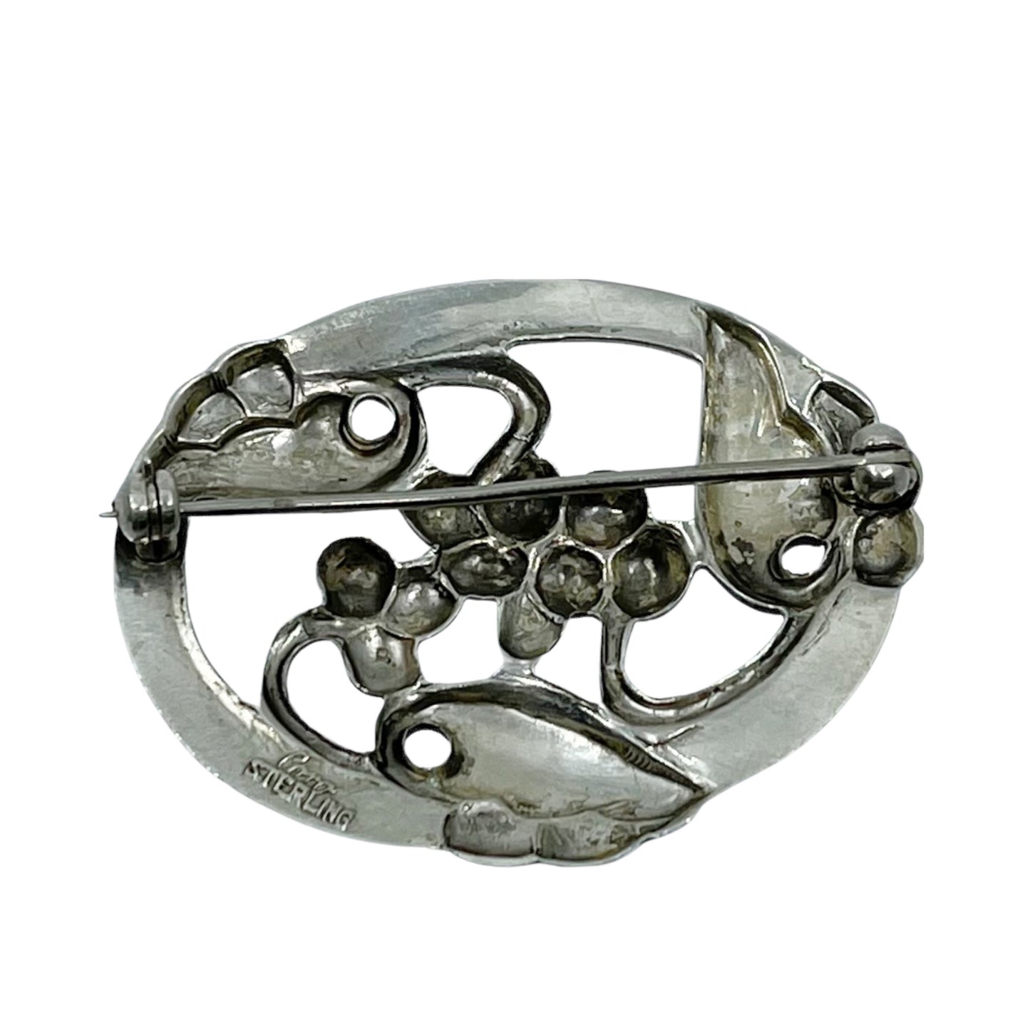 CORO sterling silver grape brooch