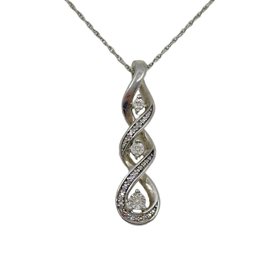 Sterling silver diamond pendant necklace