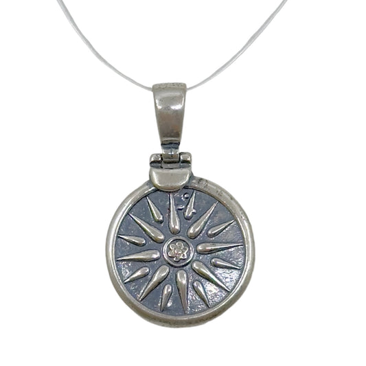 sterling silver Vergina Sun coin pendant