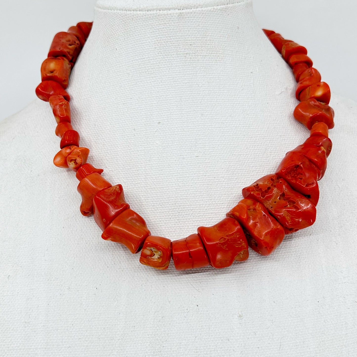 Sterling silver branch coral bead necklace