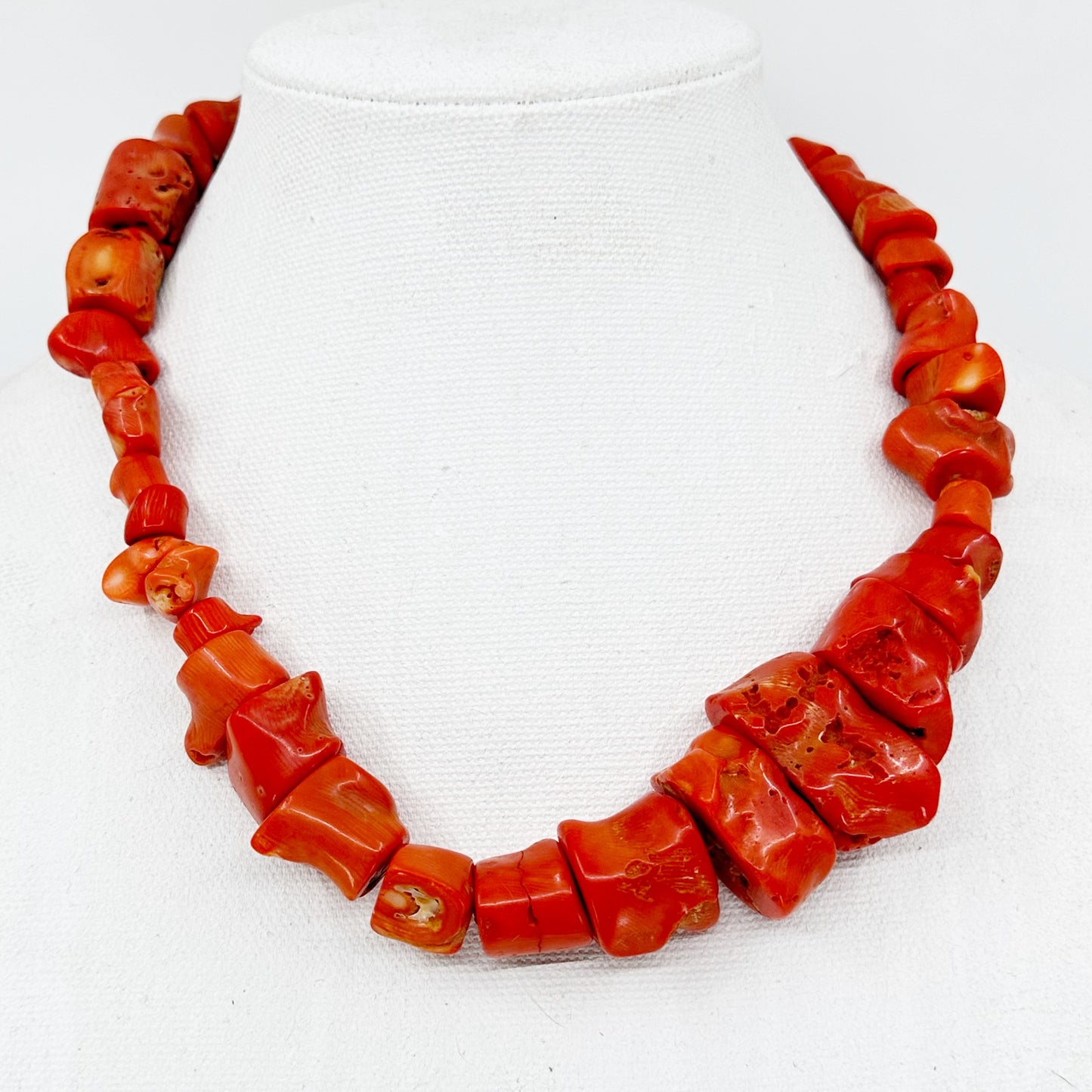 Sterling silver branch coral bead necklace