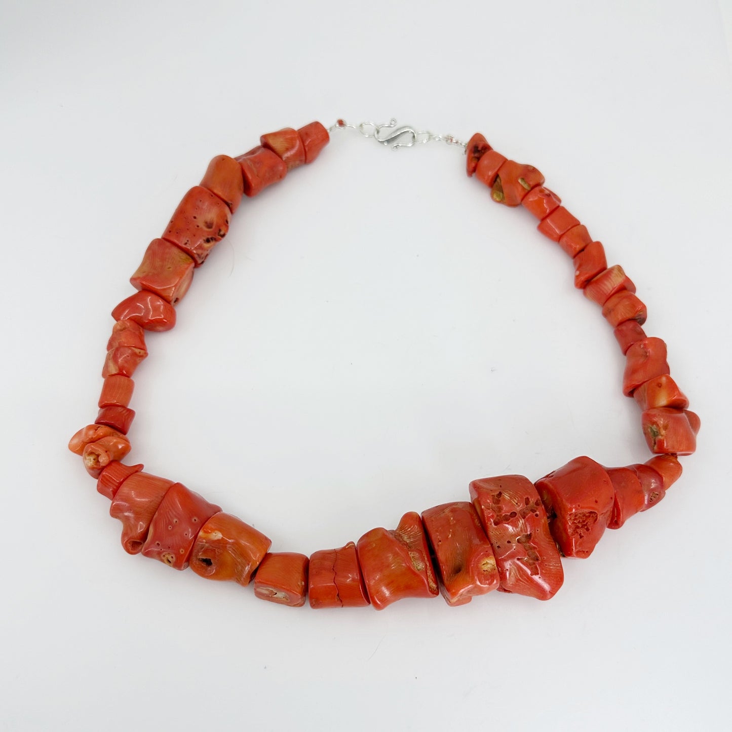 Sterling silver branch coral bead necklace