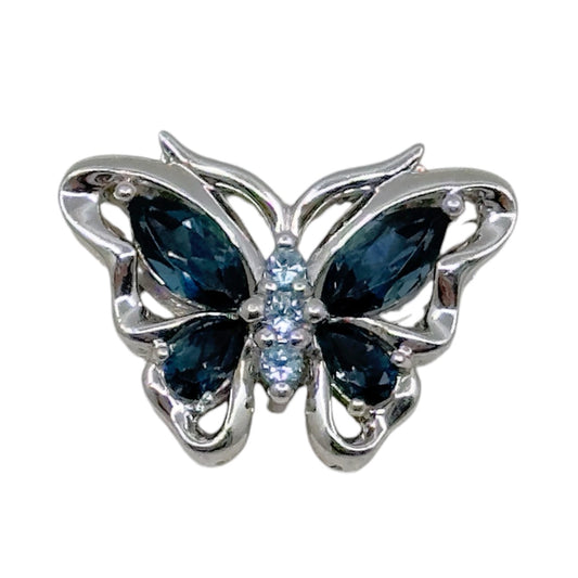 sterling silver blue topaz butterfly pendant