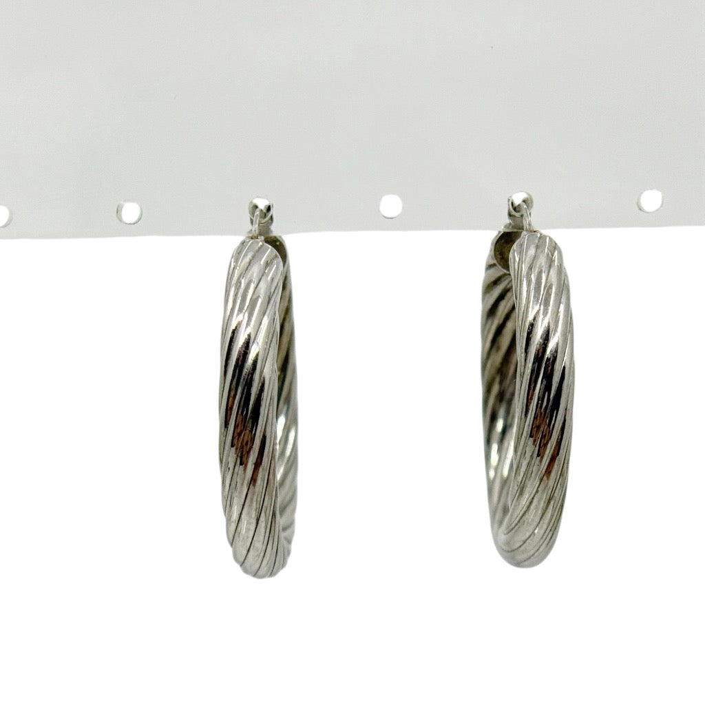sterling silver cable hoop earrings - GM573