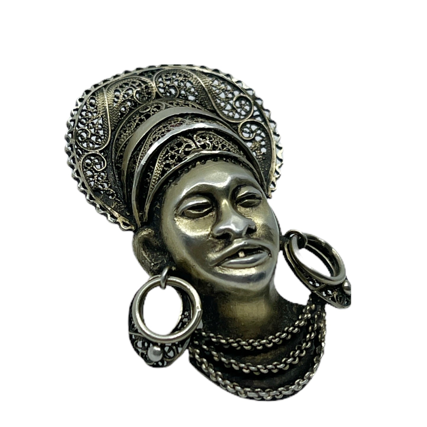 sterling silver filigree blackamoor brooch pendant