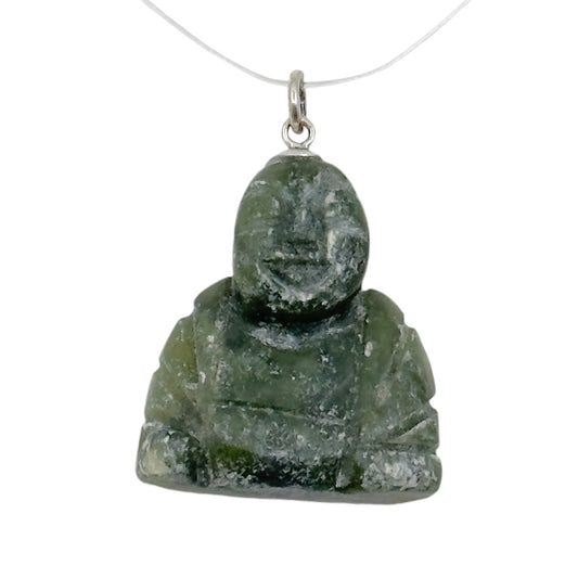 sterling silver nephrite jade buddha pendant