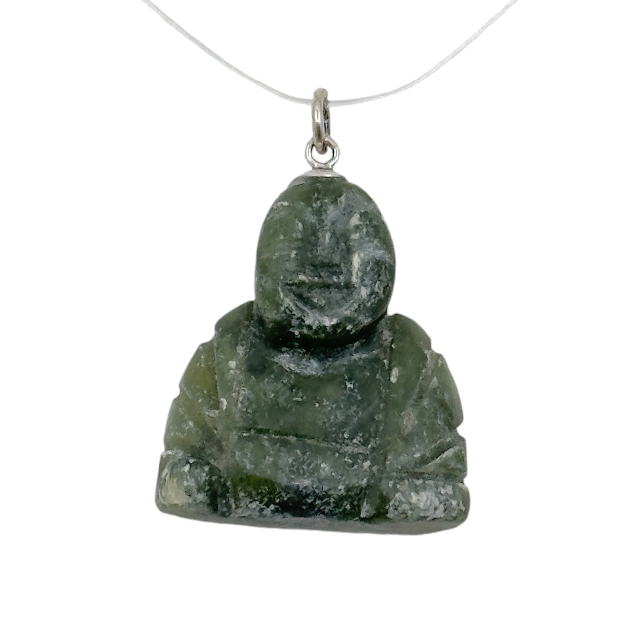 sterling silver nephrite jade buddha pendant