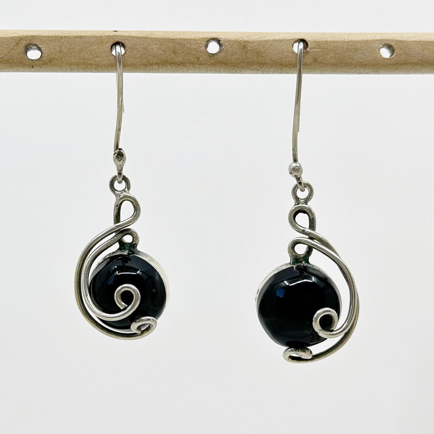 Sterling silver black acrylic earrings