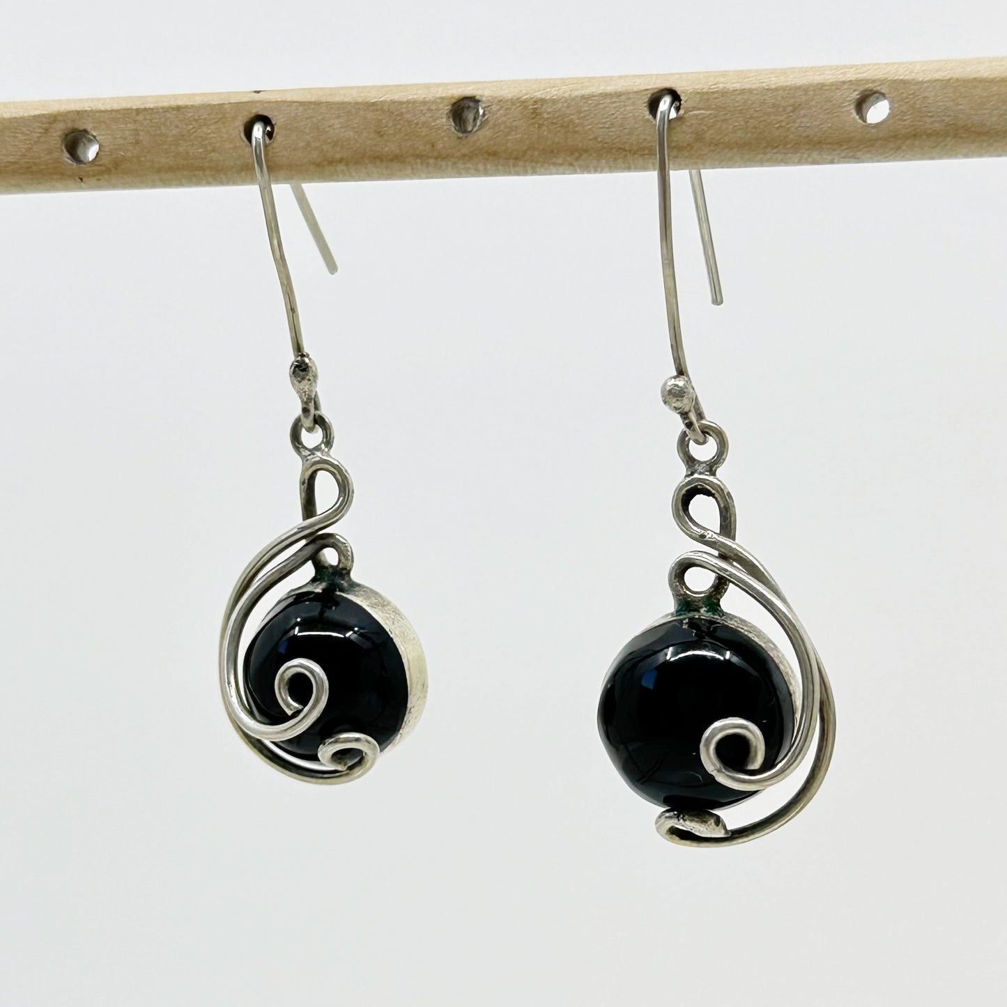 Sterling silver black acrylic earrings