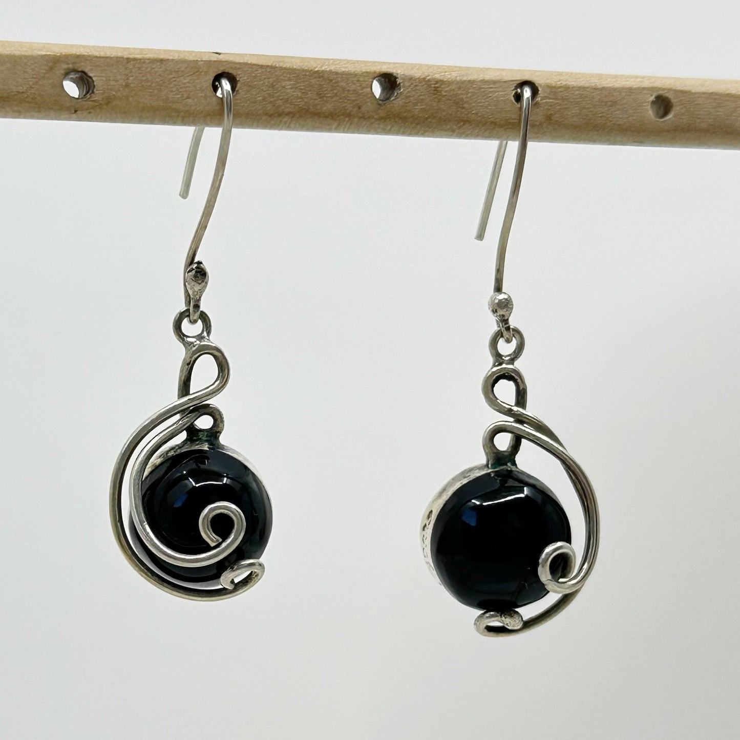 Sterling silver black acrylic earrings