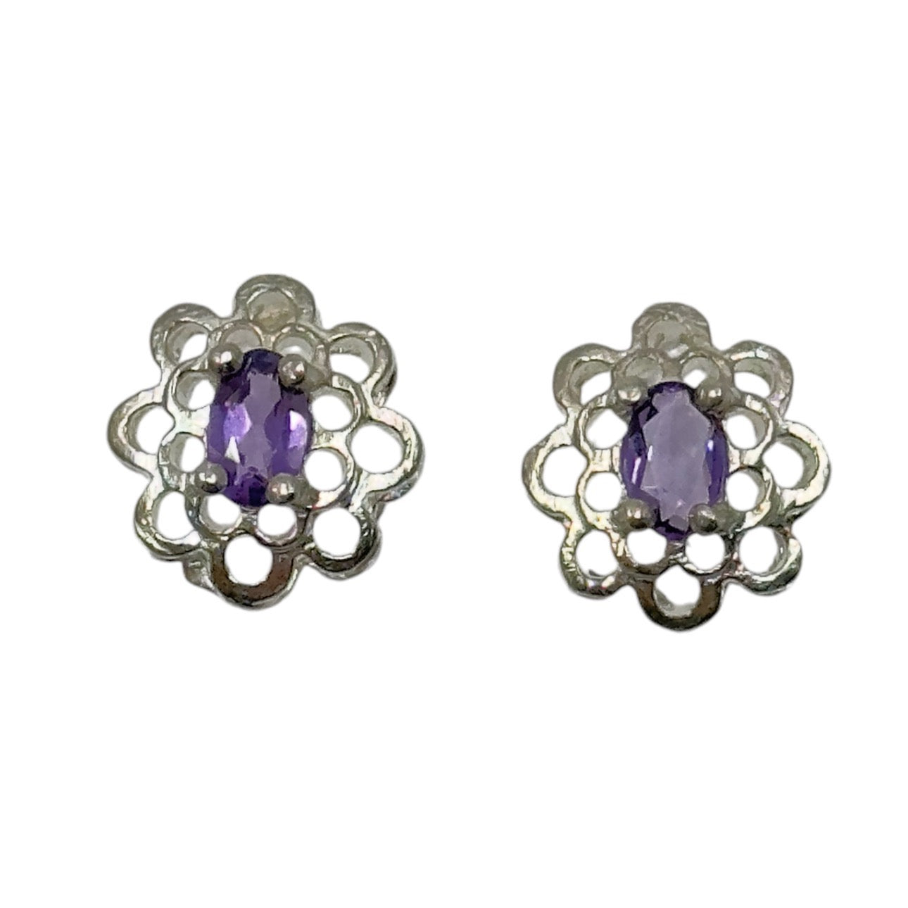 Sterling silver amethyst  stud earrings