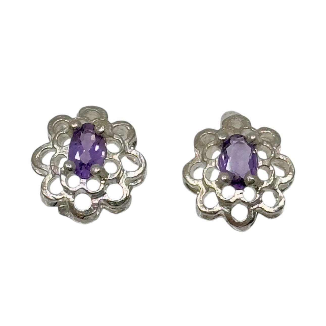 Sterling silver amethyst  stud earrings