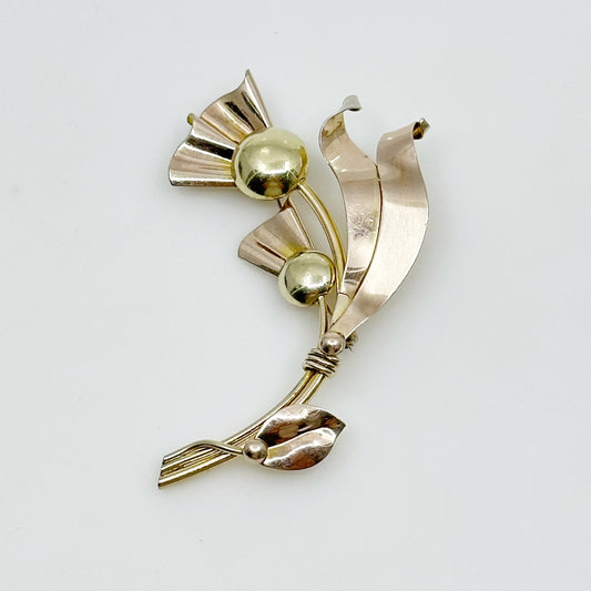 Vintage 10k gold filled floral brooch