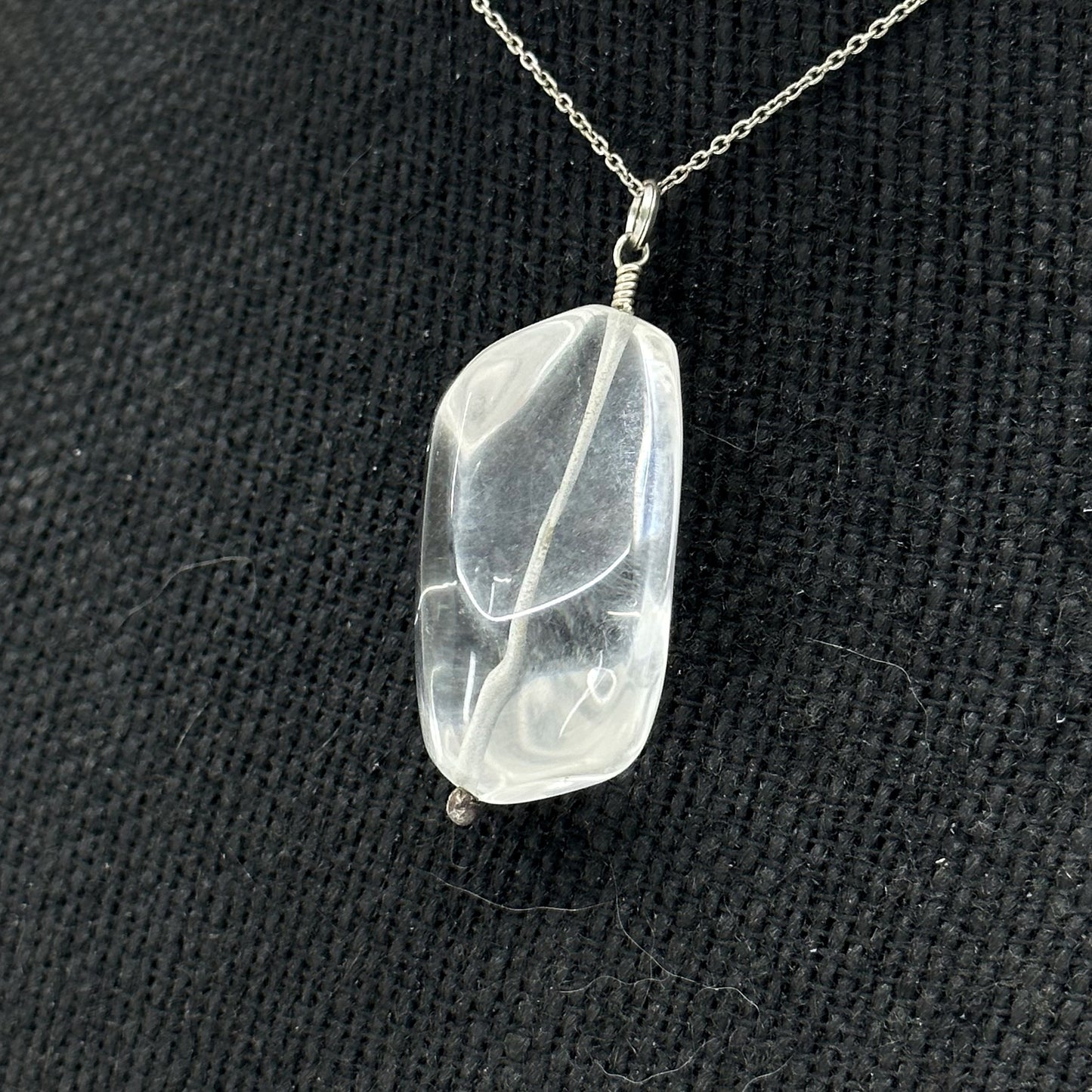 Hand made Sterling silver rock crystal talisman pendant