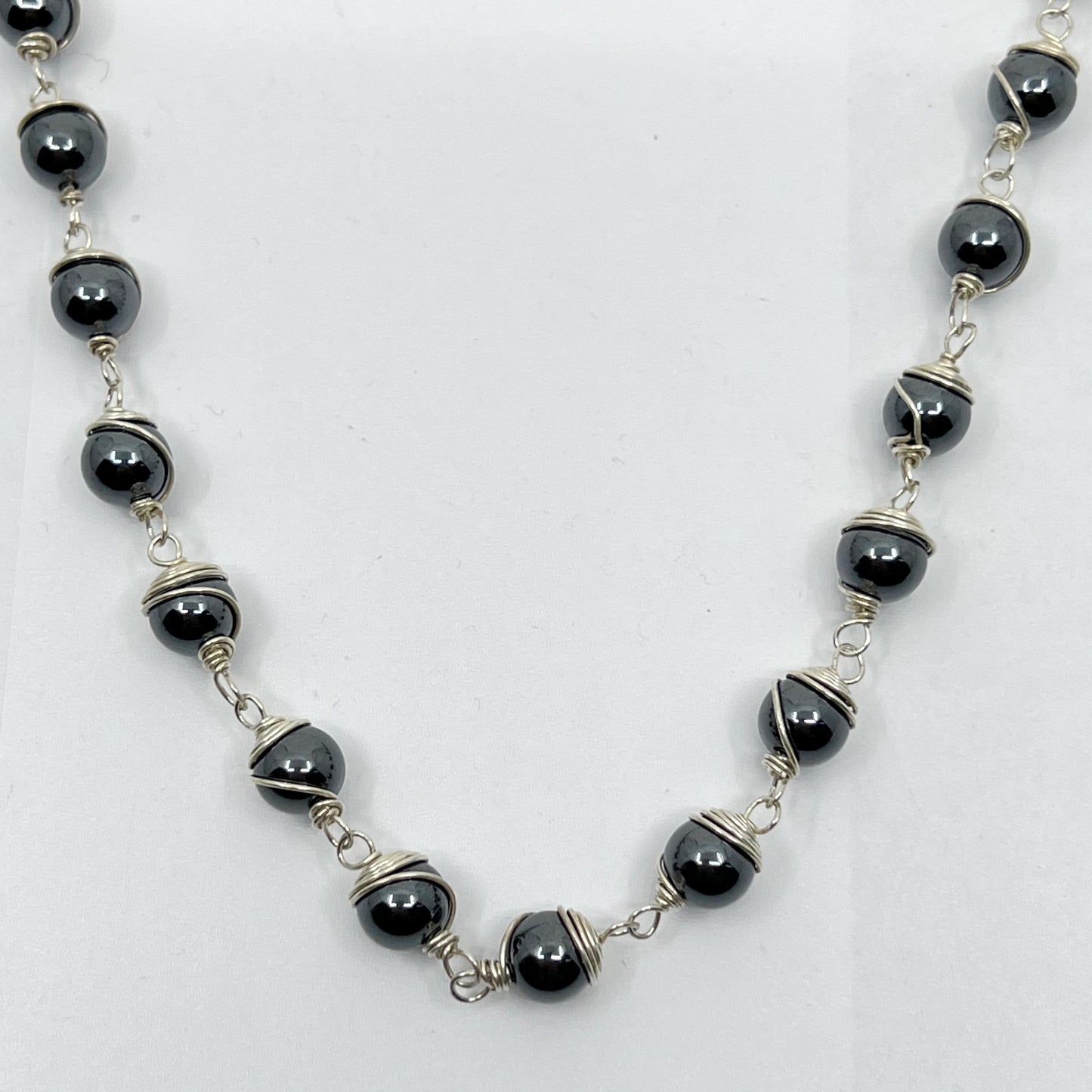 Hand Made Sterling Silver hematite bead necklace