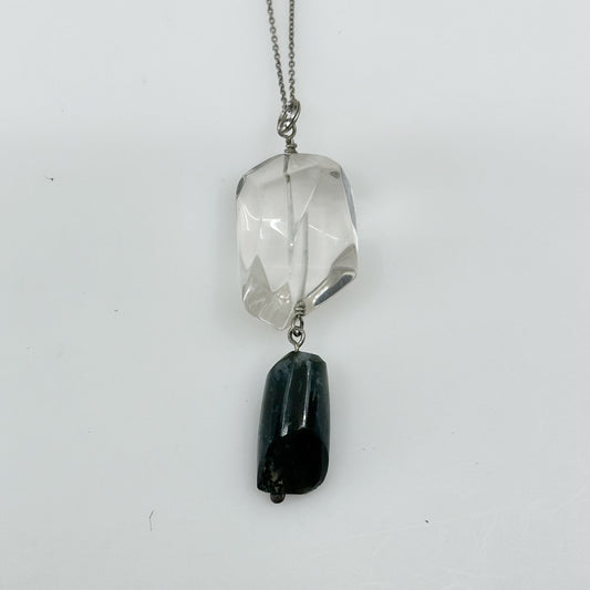 Hand made Sterling silver rock crystal & bloodstone talisman pendant