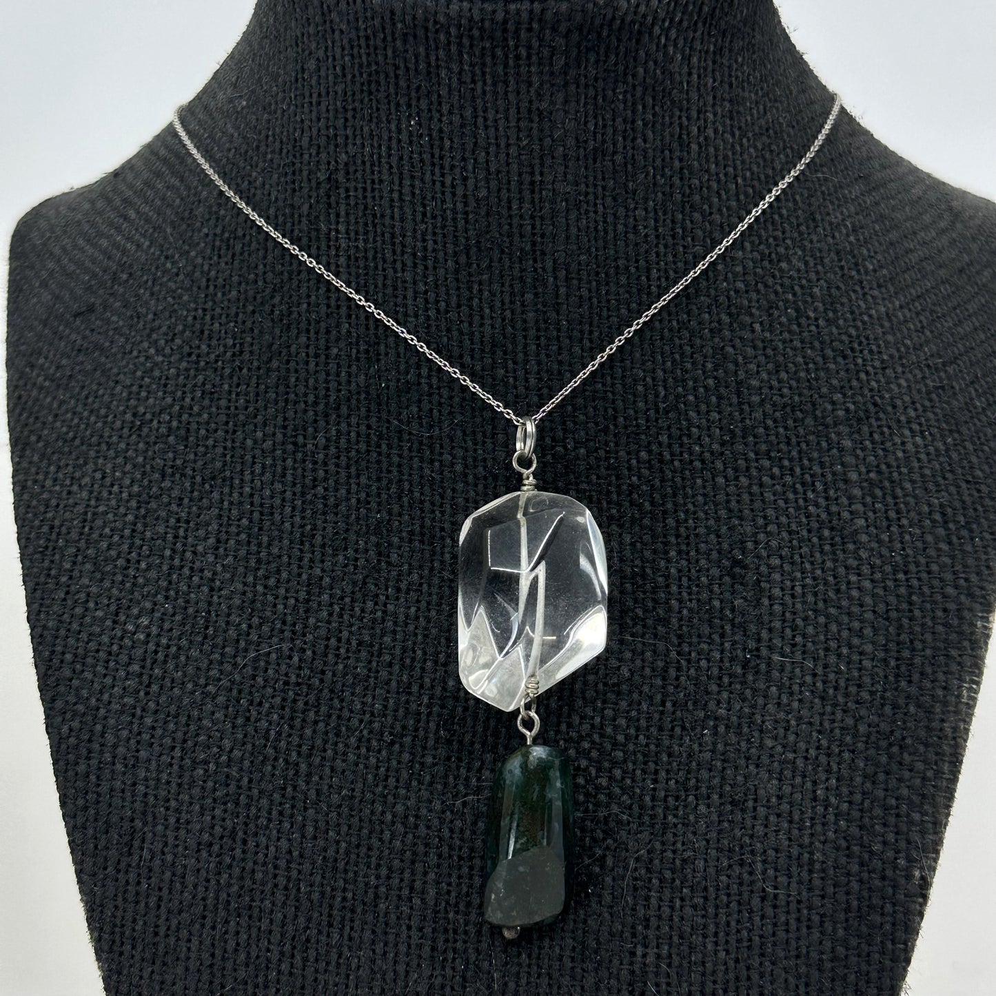 Hand made Sterling silver rock crystal & bloodstone talisman pendant