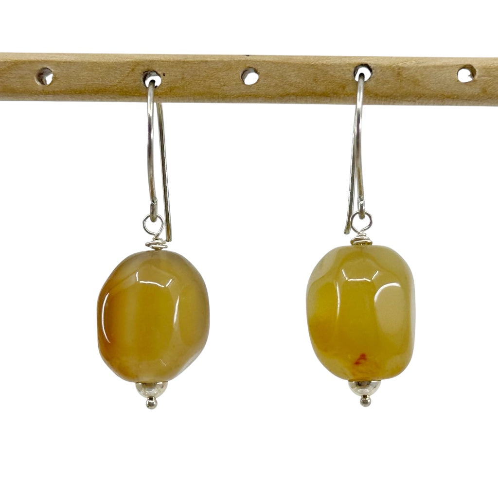 Hand Made Sterling silver carnelian bead earrings - GM601