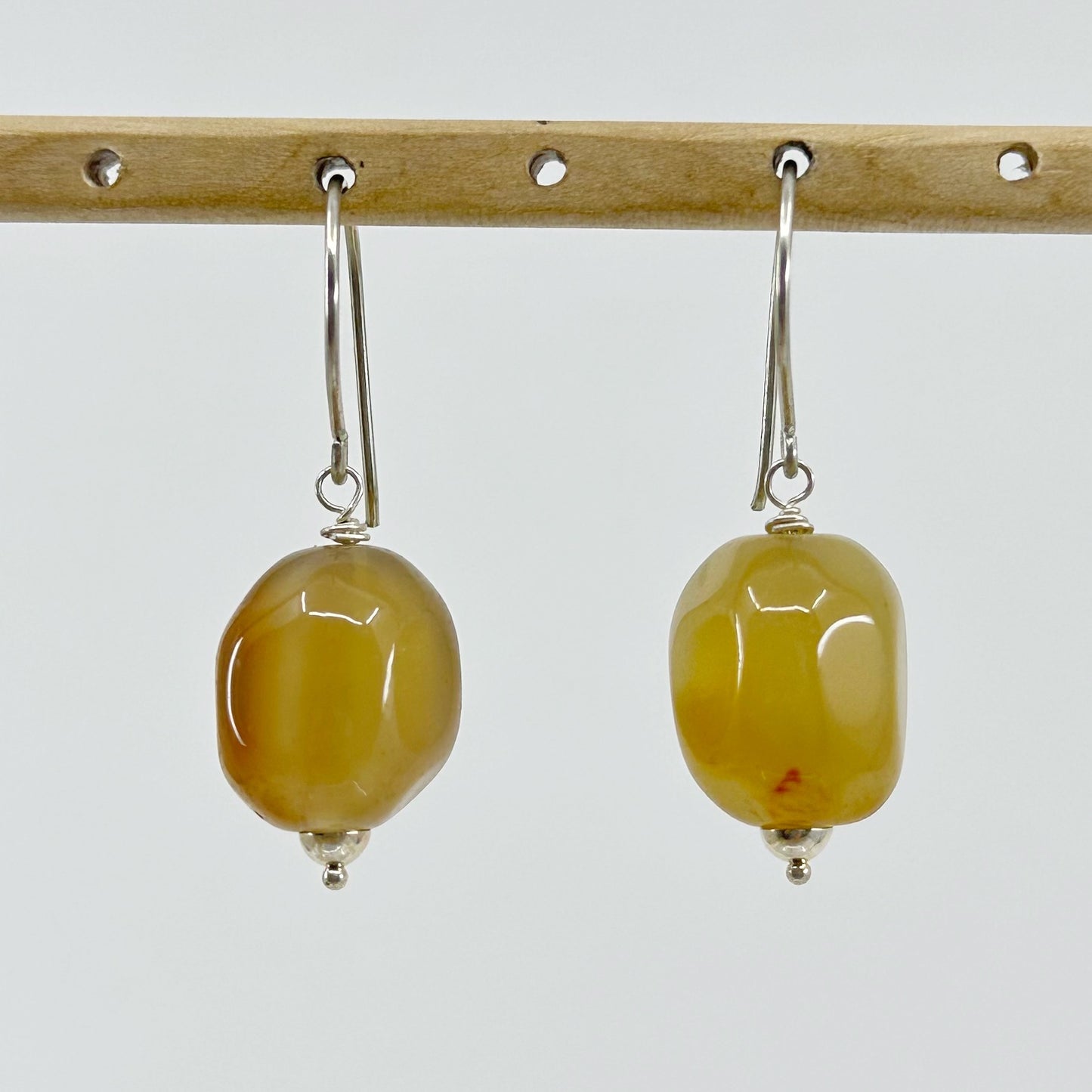 Sterling silver carnelian bead earrings