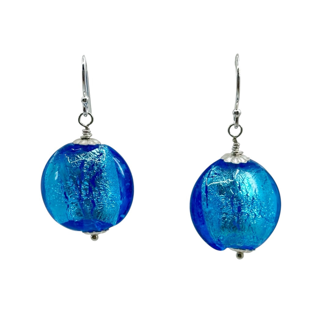 Sterling silver Venetian foil glass bead earrings - GM606
