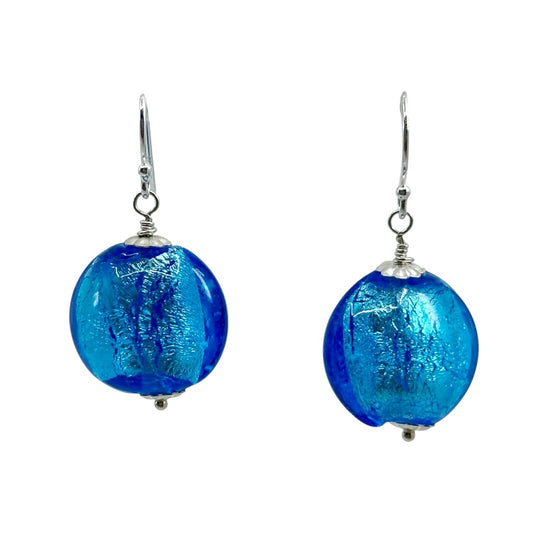Sterling silver Venetian foil glass bead earrings - GM606