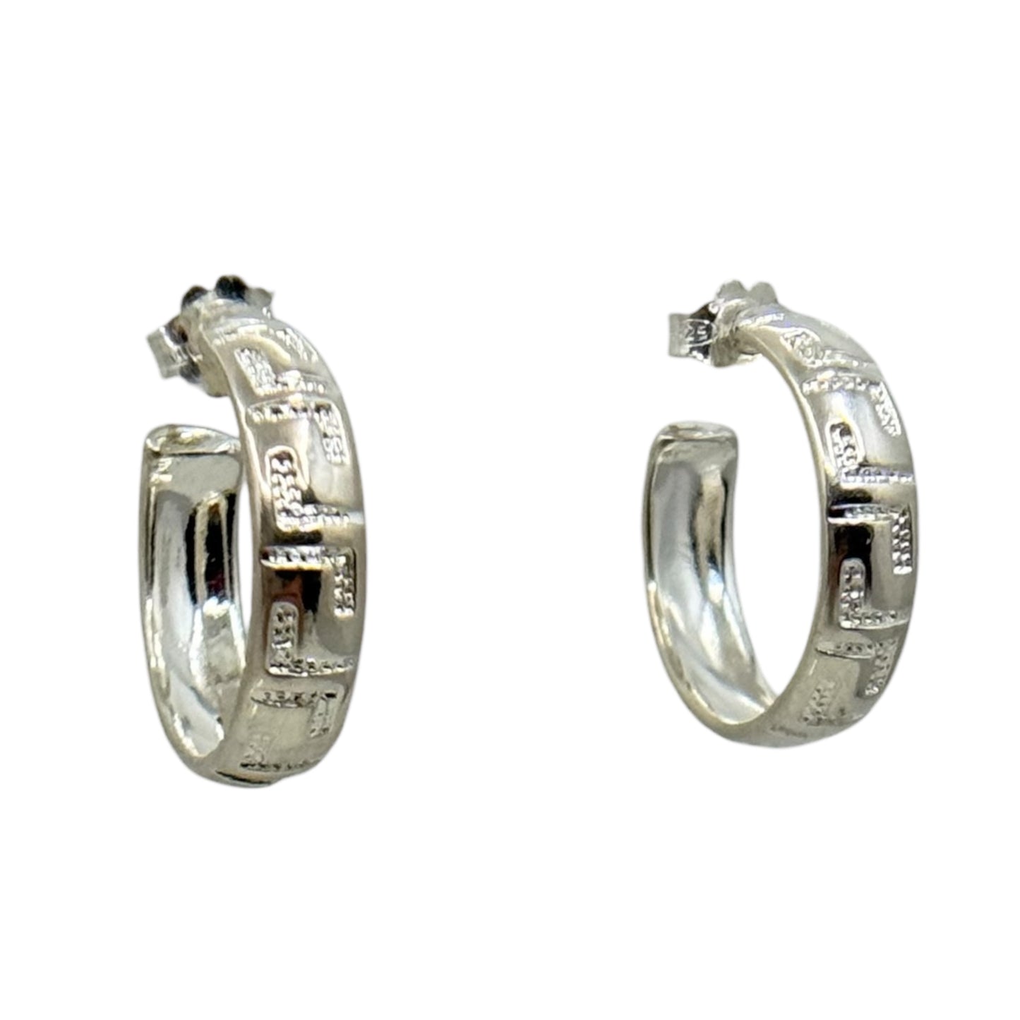 Milor Sterling silver greek key hoop earrings - GM609