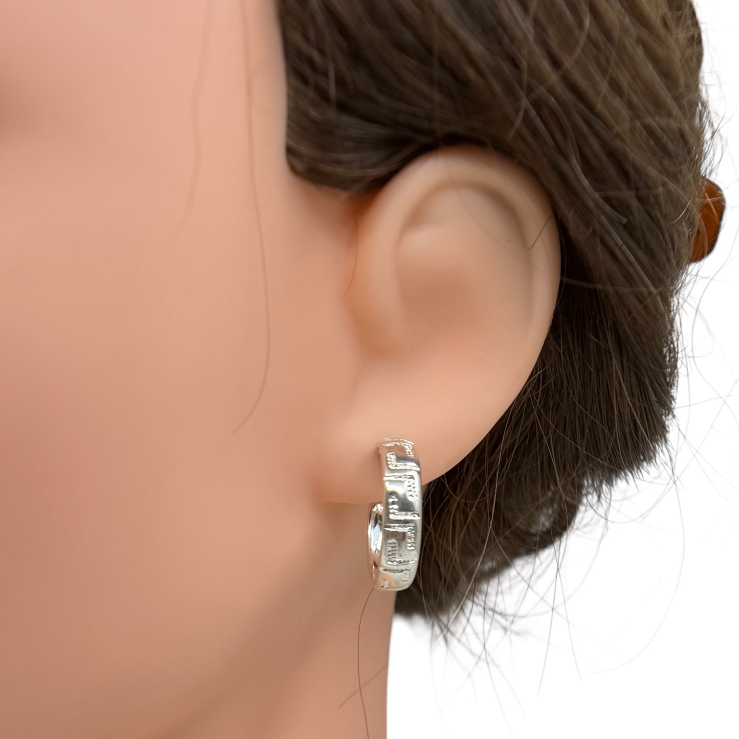 Milor Sterling silver greek key hoop earrings - GM609