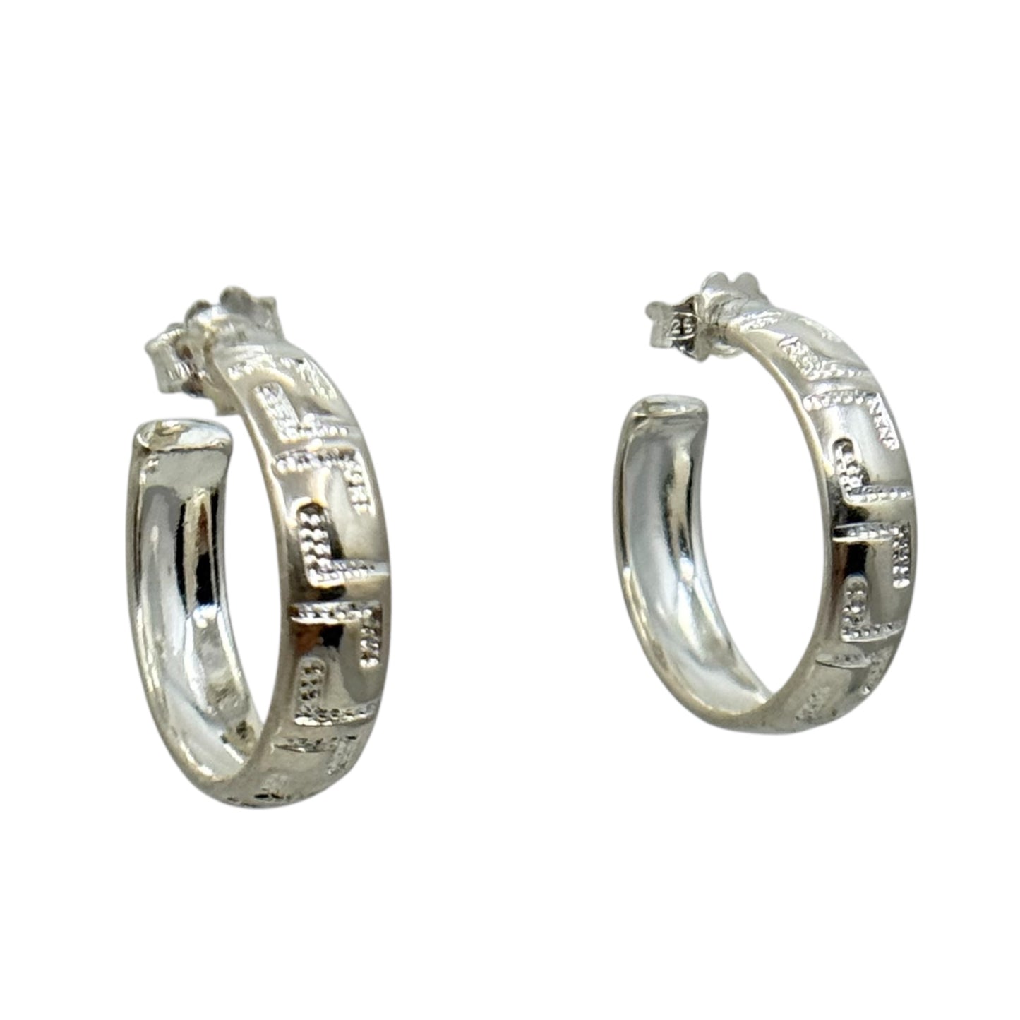 Milor Sterling silver greek key hoop earrings - GM609