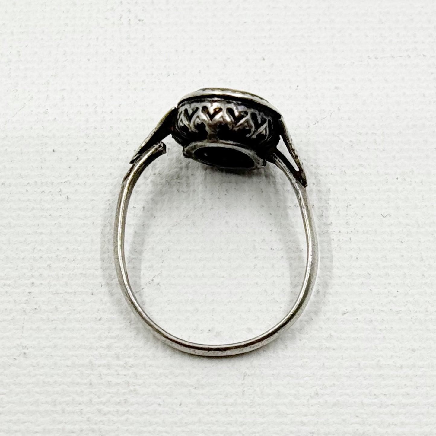 Vintage 800 silver enamel saint religious ring - GM612
