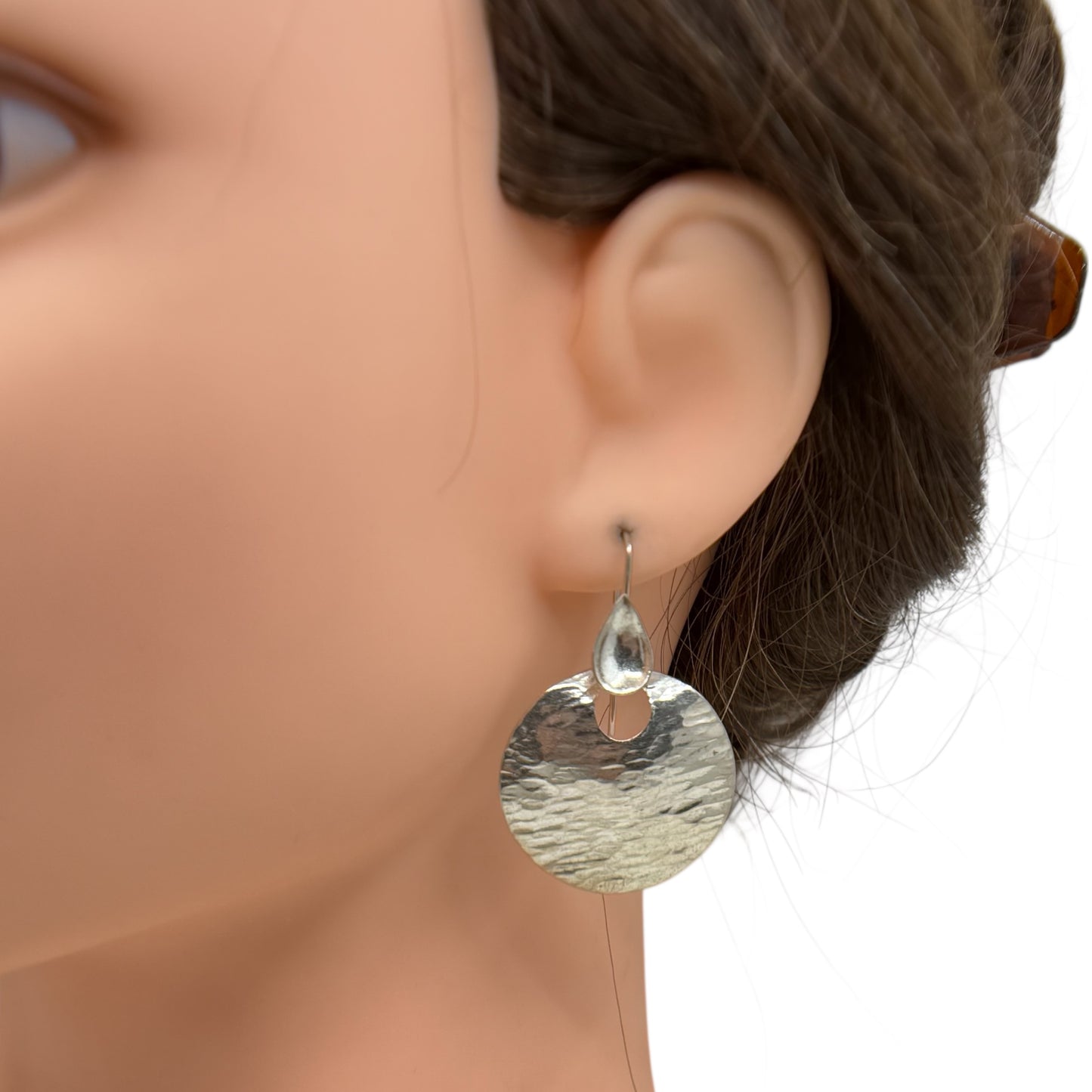 Modernist Sterling silver Hammered drop earrings - GM613